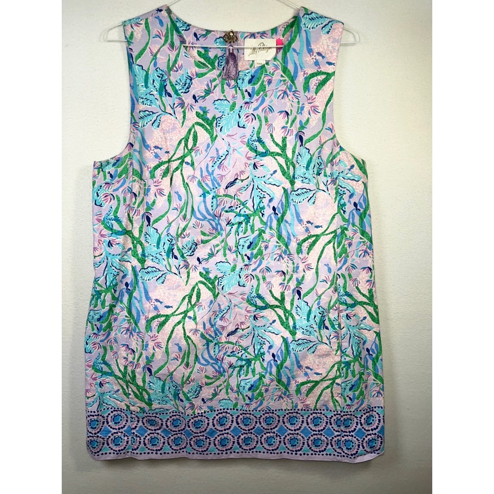 Lilly Pulitzer Shift Dress WomensSize 16 Purple Sea Life EUC Sleeveless Mini
